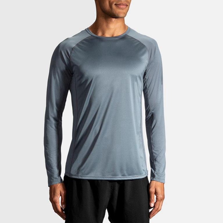 Brooks Stealth Mens Long Sleeve Running Shirt - Blue - Philippines (350426GCS)